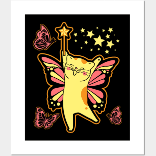 Kitten Fairy Butterfly Cat Posters and Art